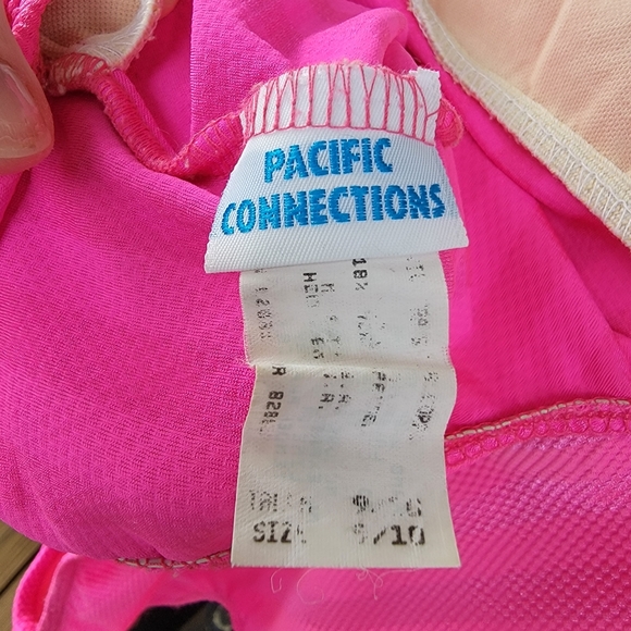 PACIFIC CONNECTIONS ♡ Gorgeous Vintage 1pc Pink Stripped Open Back Swimsuit 9/10 - Picture 17 of 17